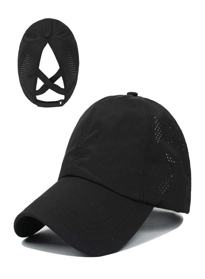 Vikodah Ponytail Baseball Cap for Women Girls,Outdoor Quick Dry Mesh Baseball Hat Adjustable Black - Image 4